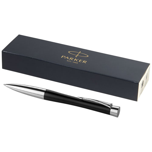 Stylo à bille publicitaire à poussoir Urban Parker Noir et Argent